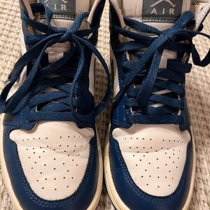 Blue and White High-Top Sneakers